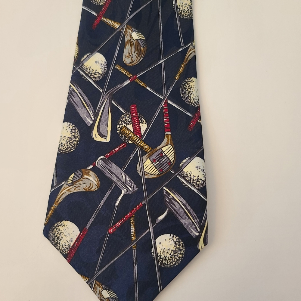 Golf Clubs & Balls Navy Tie